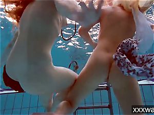 torrid Russian damsels swimming in the pool