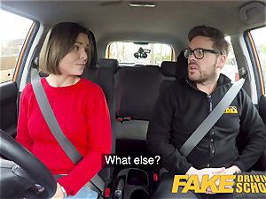 faux Driving school Jealous learner with superb udders